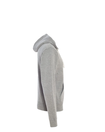 Model wearing a 8872 J. America Tri-Blend Hooded Full-Zip Sweatshirt