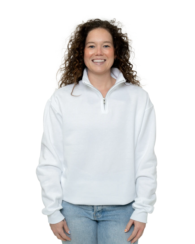 Image of a model wearing a 995M Jerzees Nublend Adult Quarter-Zip Cadet Collar Sweatshirt