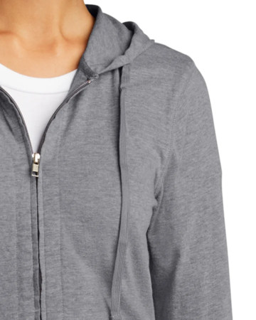 Closeup of a DT2100 District Juniors Jersey Full-Zip T-shirt Hoodie