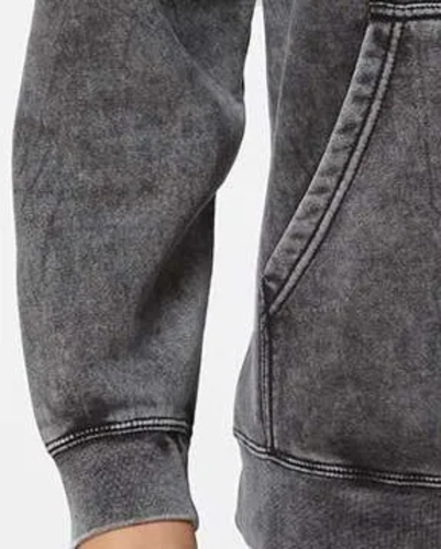 Closeup of a PRM4500MW Independent Trading Co. Unisex Midweight Mineral Wash Hooded Sweatshirt