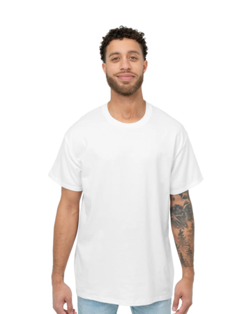 Model wearing a 2000 Gildan Ultra Cotton Tee