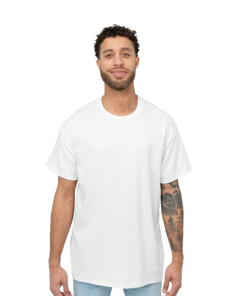 Image of a model wearing a 2000 Gildan Ultra Cotton Tee
