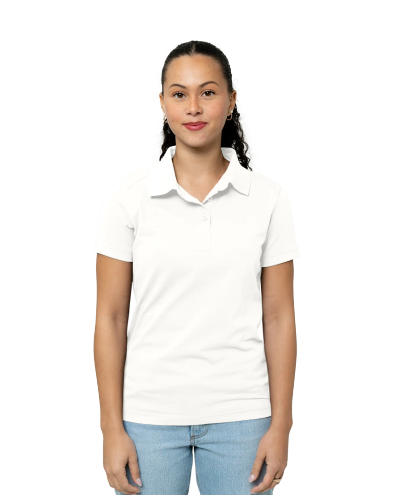 Image of a model wearing a LCK08685 Cutter & Buck Ladies Advantage Tri-Blend Pique Polo