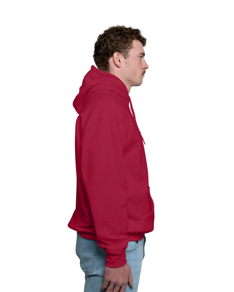 Image of a model wearing a 18500 Gildan Blend Pullover Hooded Sweatshirt