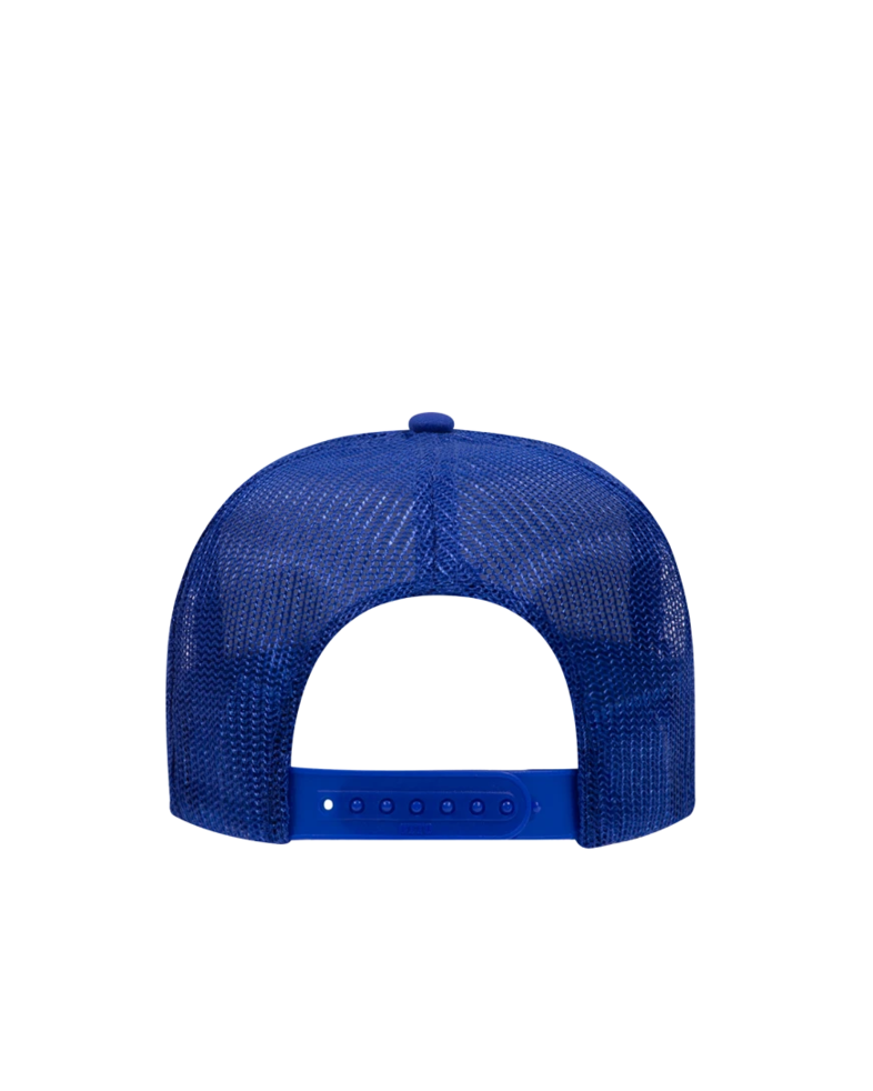 Image of a model wearing a 39-165 OTTO CAP 5 Panel High Crown Mesh Back Trucker Hat