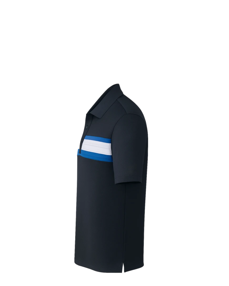 Image of a model wearing a TM1MU416 TravisMathew Cabana Chest Stripe Polo