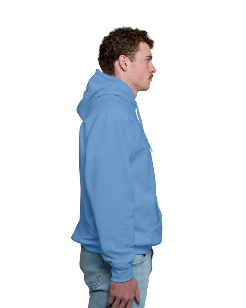 Image of a model wearing a 18500 Gildan Blend Pullover Hooded Sweatshirt