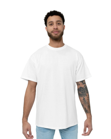 Model wearing a PC55 Port & Company Core Blend Tee