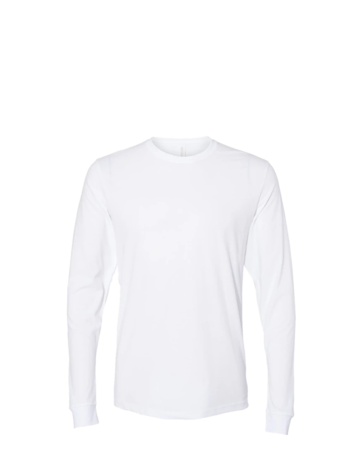 Model wearing a 6411 Next Level Unisex Sueded Long Sleeve T-Shirt