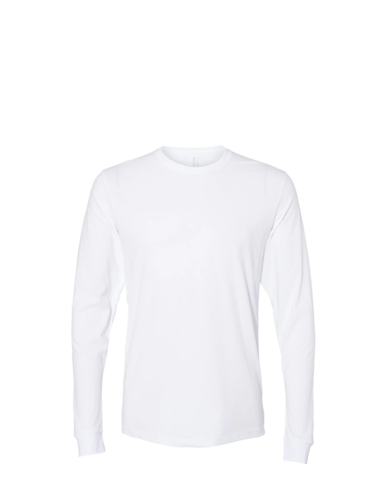 Image of a model wearing a 6411 Next Level Unisex Sueded Long Sleeve T-Shirt