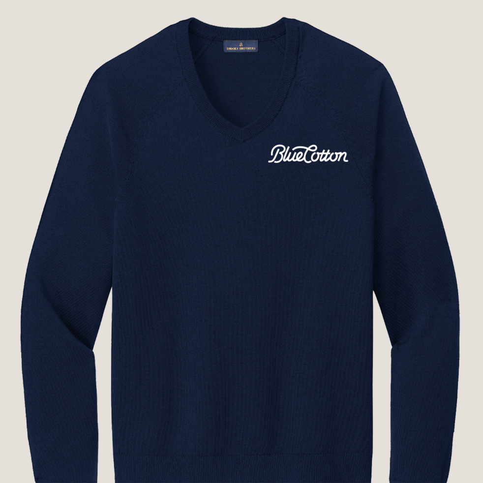 Image of BB18400 Brooks Brothers® Cotton Stretch V-Neck Sweater