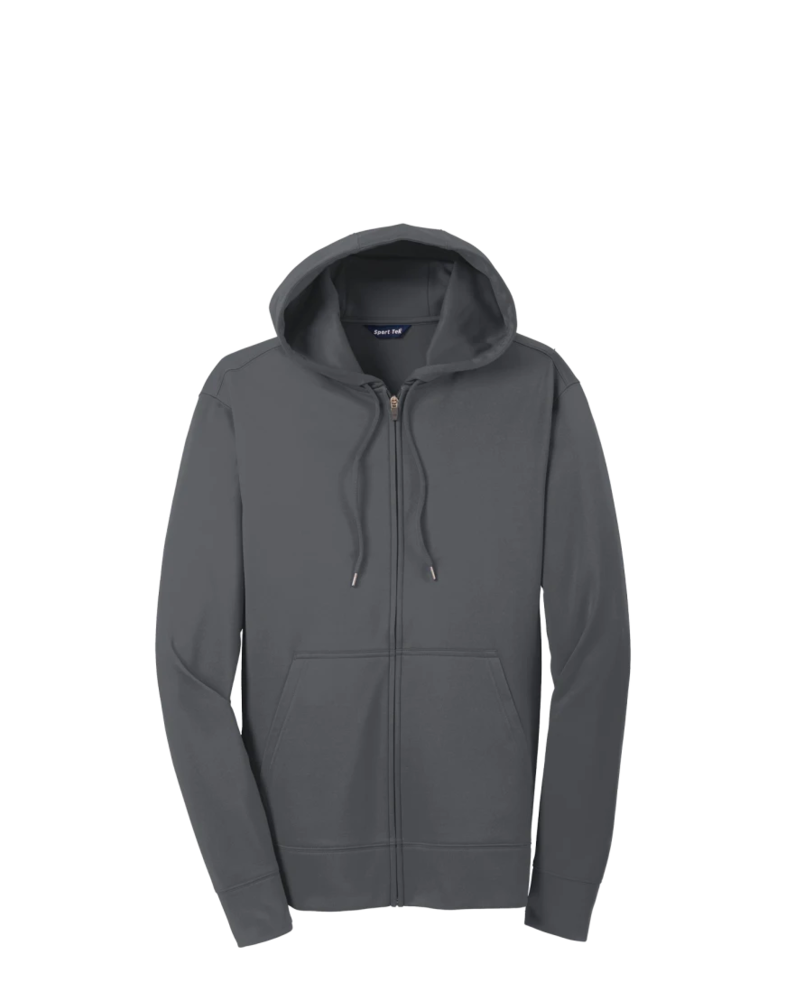 Image of a model wearing a ST238 Sport-Tek Sport-Wick Fleece Full-Zip Hooded Jacket