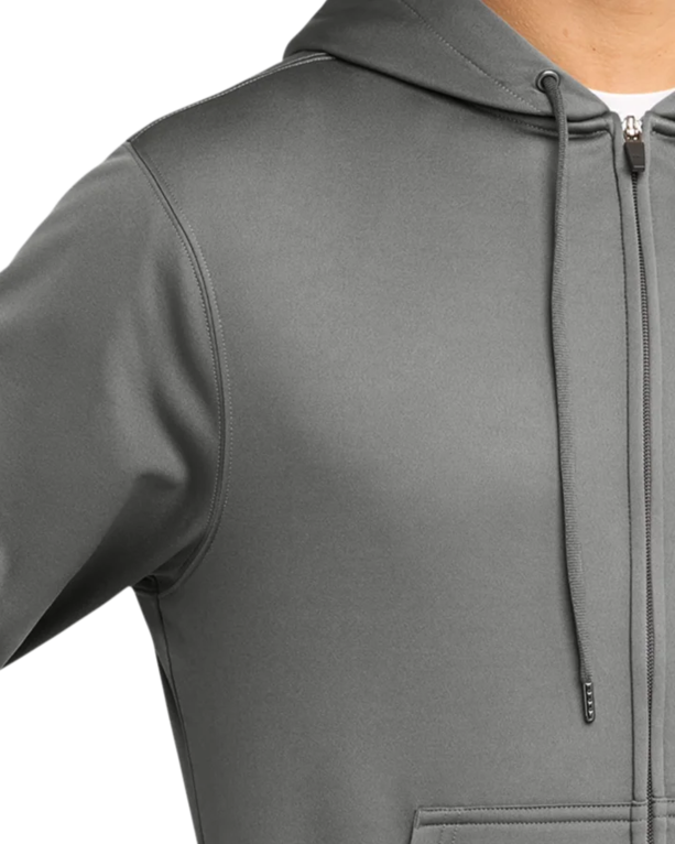Closeup of a ST238 Sport-Tek Sport-Wick Fleece Full-Zip Hooded Jacket