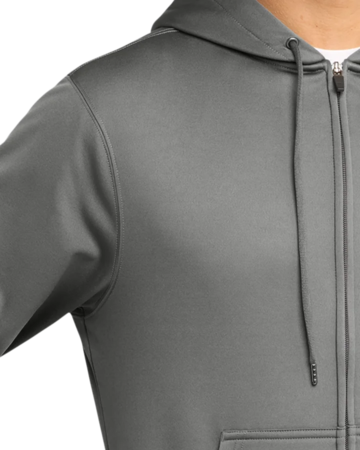 Closeup of a ST238 Sport-Tek Sport-Wick Fleece Full-Zip Hooded Jacket