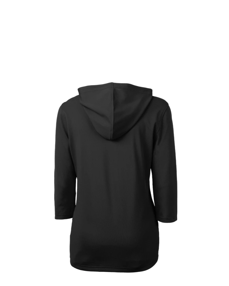 Image of a model wearing a LCK00120 Cutter & Buck Virtue Eco Pique Recycled Half Zip Pullover Womens Hoodie