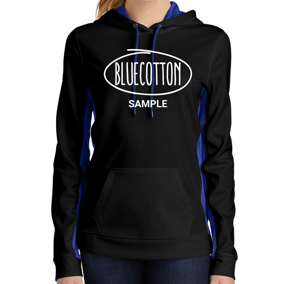 Image of LST235 Sport-Tek Ladies Sport-Wick Fleece Colorblock Hooded Pullover