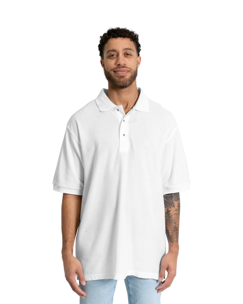 Image of a model wearing a K500 Men's Port Authority Silk Touch Polo