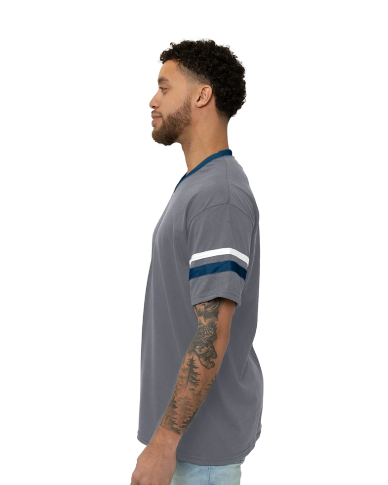 Image of a model wearing a 360 Augusta Double Sleeve Stripe Jersey