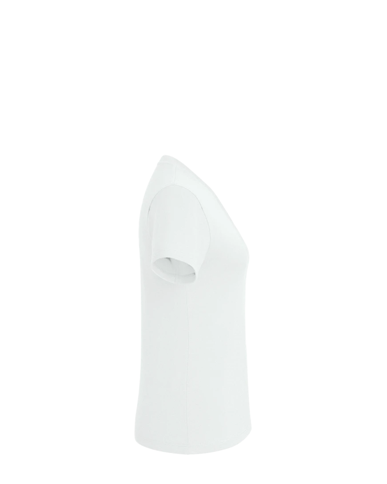 Image of a model wearing a LST353 Sport-Tek Ladies Vneck short sleeve PosiCharge Competitor