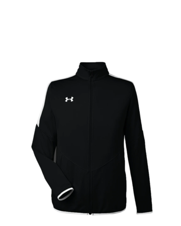 Model wearing a 1326761 Under Armour Men's Rival Knit Jacket