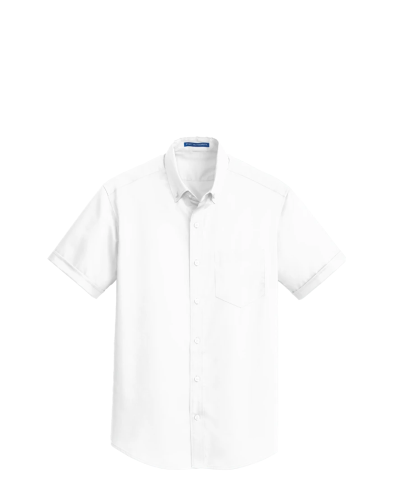 Image of a model wearing a S664 Port Authority Short Sleeve SuperPro Twill Shirt