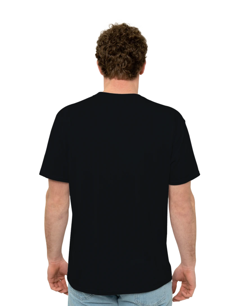 Image of a model wearing a 21M Jerzees Moisture-Wicking Tee
