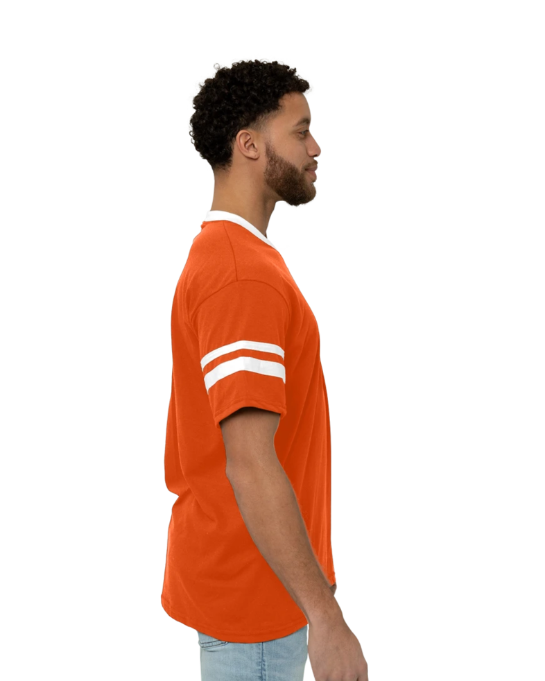 Image of a model wearing a 360 Augusta Double Sleeve Stripe Jersey