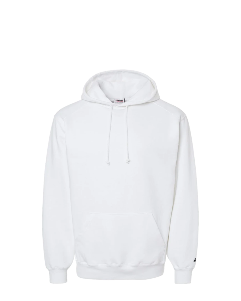 Image of a model wearing a 1254 Badger Hooded Sweatshirt