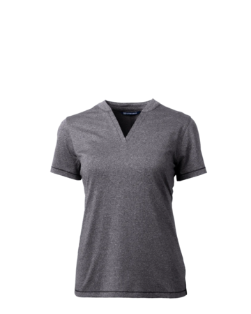 Model wearing a LCK00153 Cutter & Buck Forge Heathered Stretch Womens Blade Top