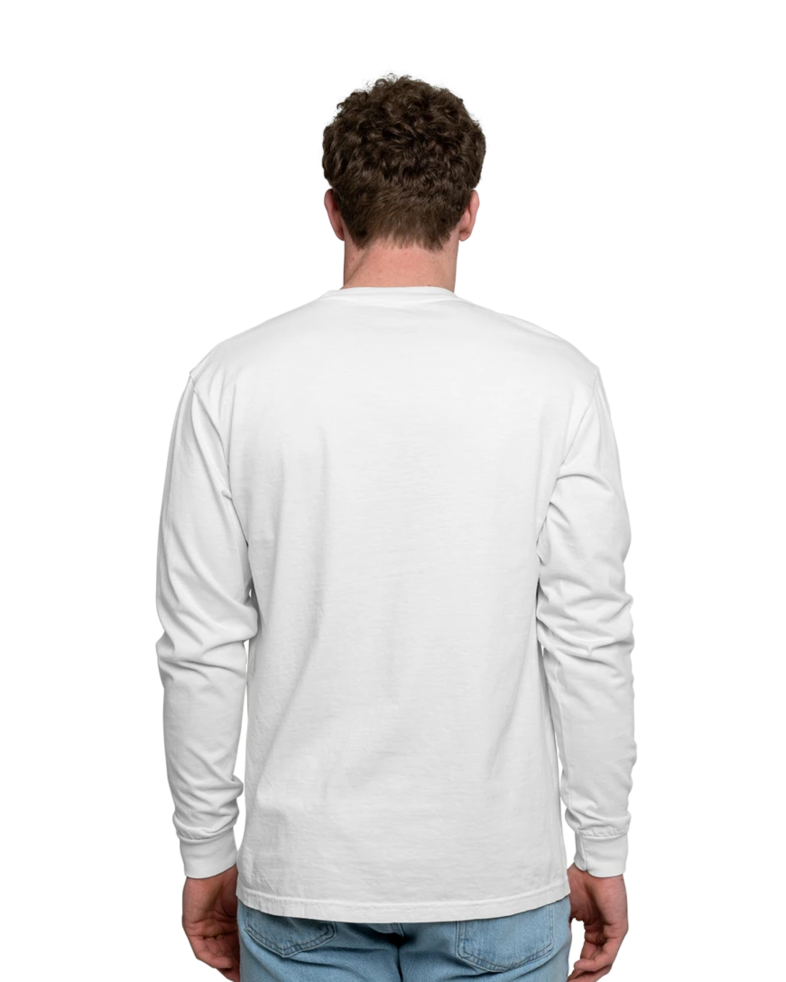 Image of a model wearing a CC6014 Comfort Colors Garment Dyed Long-Sleeve T-Shirt