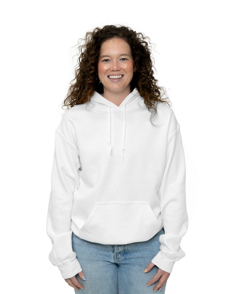 Image of a model wearing a 12500 Gildan Dryblend 50/50 Hooded Sweatshirt