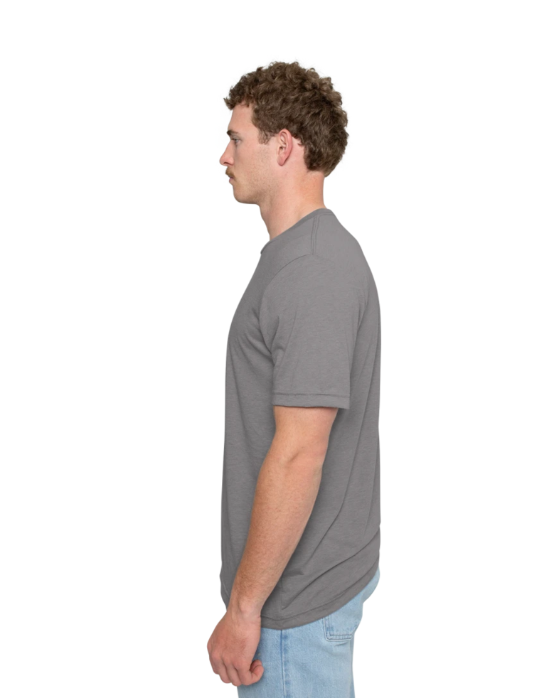 Image of a model wearing a 3413 Bella + Canvas Tri-Blend Tee