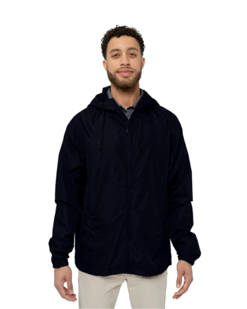 Model wearing a EXP54LWZ Independent Trading Co. Unisex Lightweight Windbreaker Full-Zip Jacket
