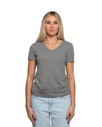 Image of a model wearing AL2018 Allmade® Women’s Tri-Blend V-Neck Tee