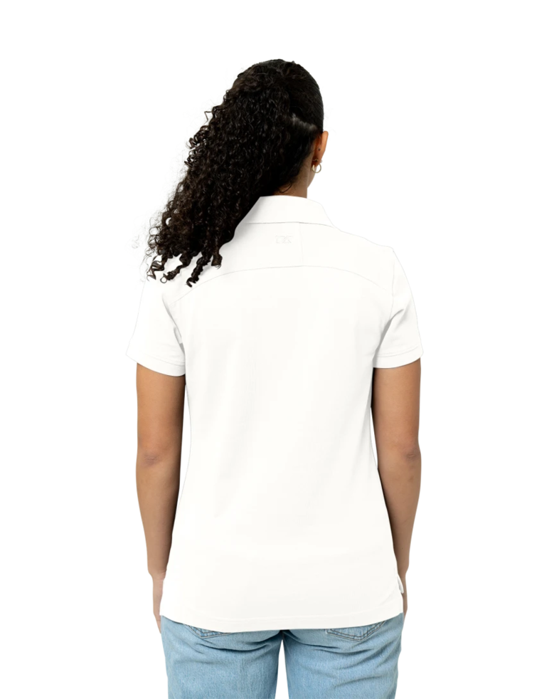Image of a model wearing a LCK08685 Cutter & Buck Ladies Advantage Tri-Blend Pique Polo