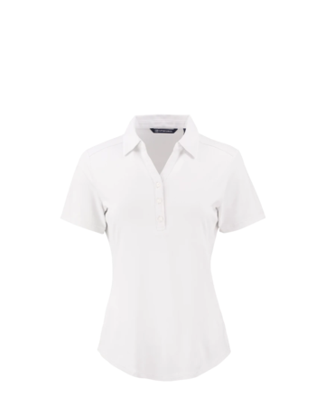 Model wearing a LCK00199 Cutter & Buck Forge Eco Stretch Recycled Womens Short Sleeve Polo