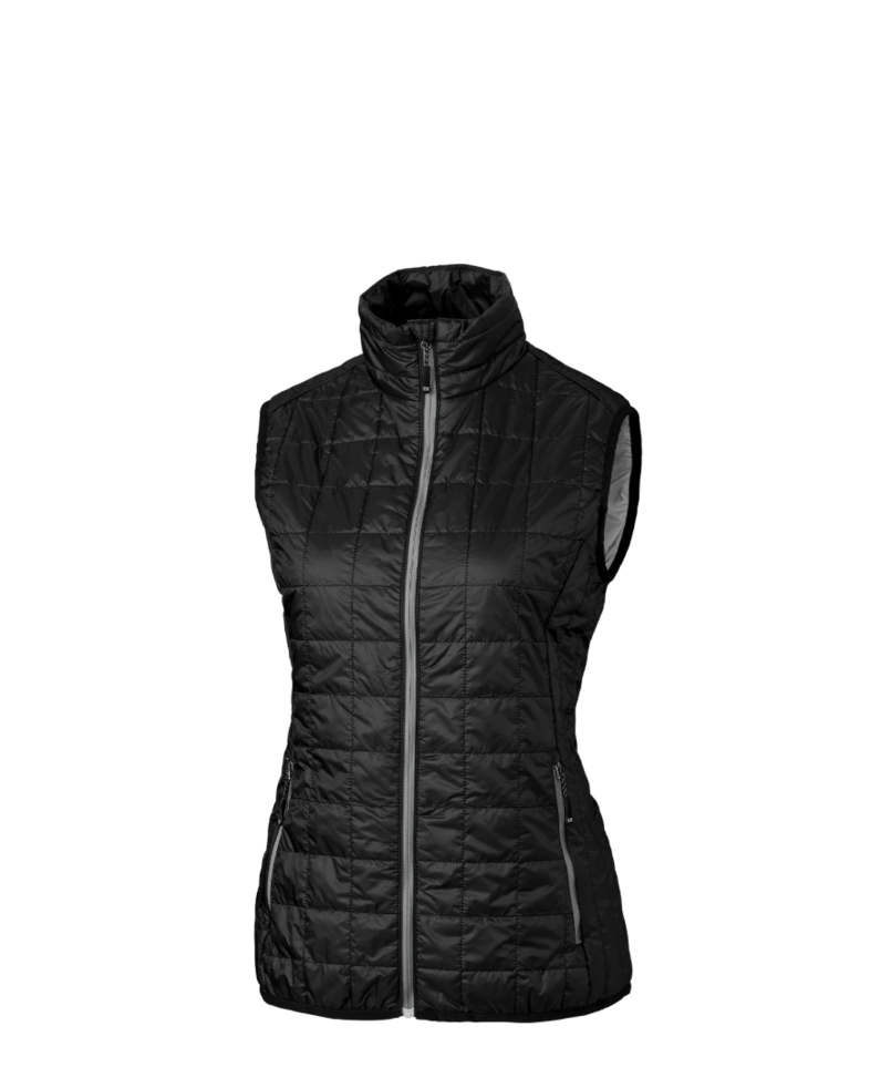 Image of a model wearing a LCO00008 Cutter & Buck Rainier PrimaLoft® Womens Eco Insulated Full Zip Puffer Vest