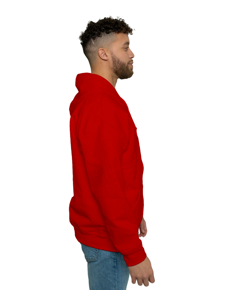 Image of a model wearing a 18600 Gildan Heavy Blend Full Zip Hood