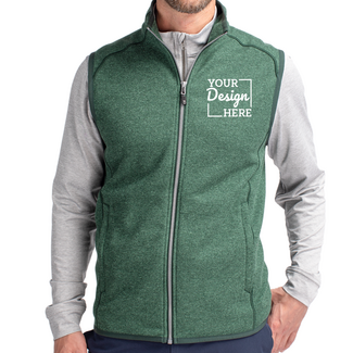 Custom Featured Brands:  MCO00047 Cutter & Buck Mainsail Sweater-Knit Mens Full Zip Vest