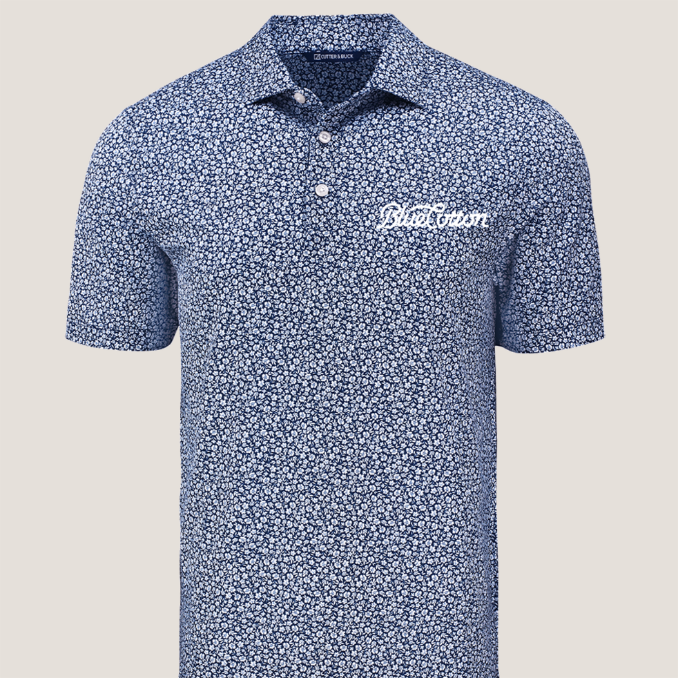 Image of MCK01344 Cutter & Buck Pike Eco Flora Print Recycled Mens Polo