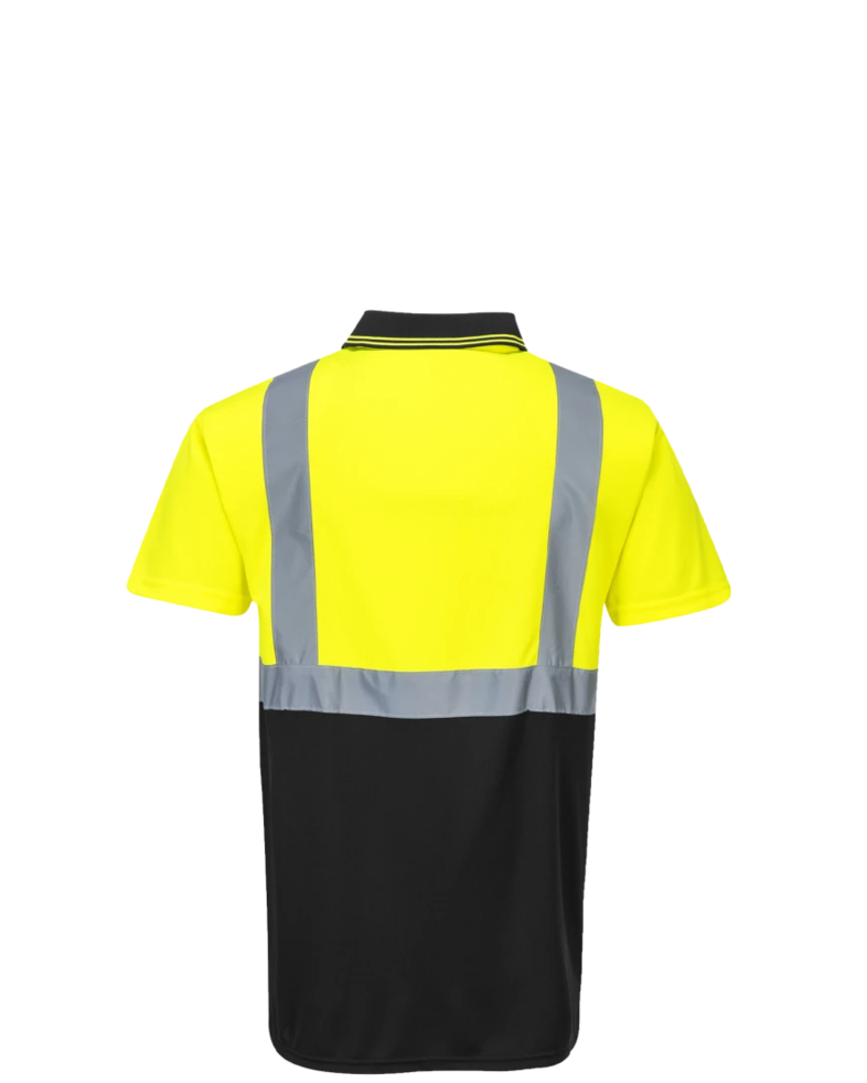 Image of a model wearing a S479 Portwest Hi-Vis Two-Tone Polo Shirt