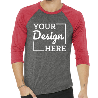 Custom Featured Brands:  3200 Bella + Canvas Unisex Three-Quarter Sleeve Baseball T-Shirt