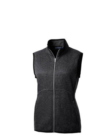 Model wearing a LCO00058 Cutter & Buck Mainsail Sweater Knit Womens Full Zip Vest
