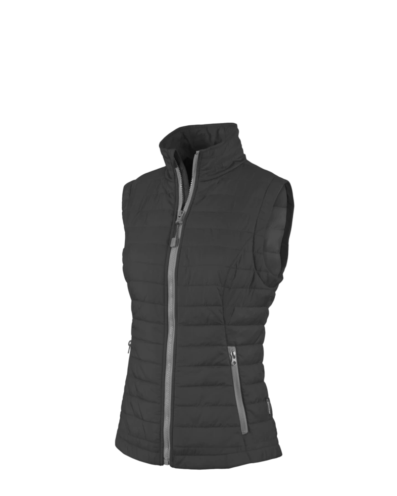 Image of a model wearing a 5535 Charles River Women's Radius Quilted Vest