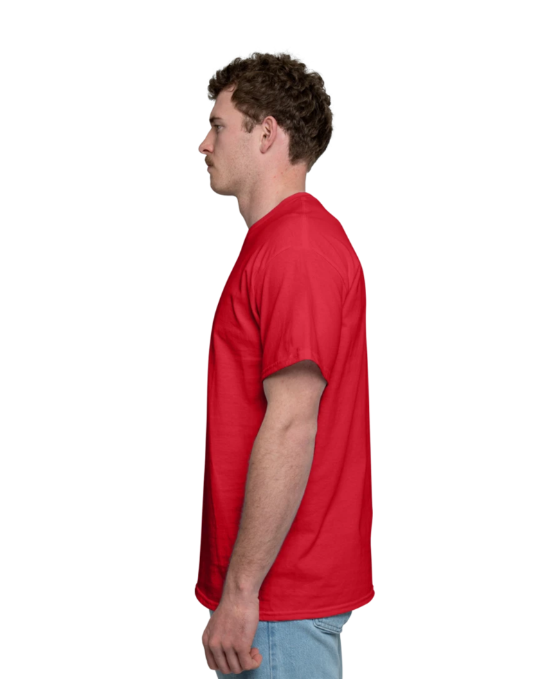 Image of a model wearing a 8000 Gildan DryBlend 50/50 Tee