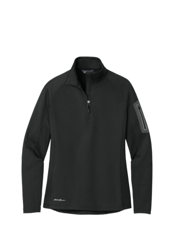 Model wearing a EB235 Eddie Bauer Ladies 1/2-Zip Performance Fleece