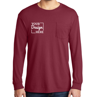 Custom T-shirts:  PC099LSP Port & Company Pigment Dyed Long Sleeve Pocket Tee