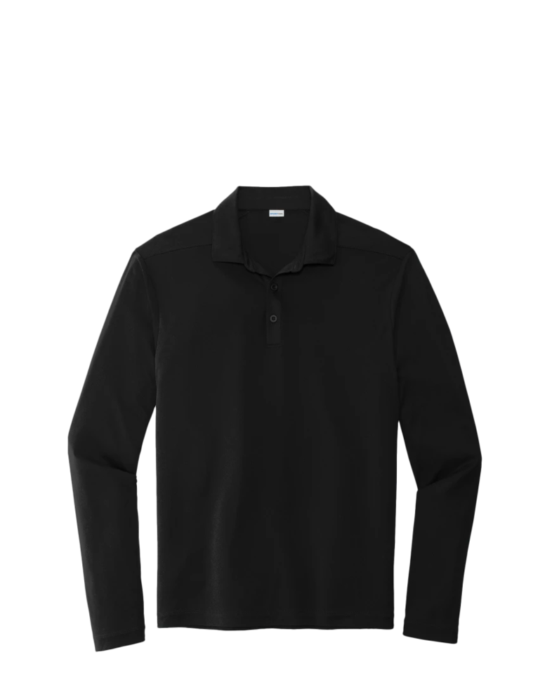 Image of a model wearing a ST520LS Sport-Tek Posi-UV Pro Long Sleeve Polo