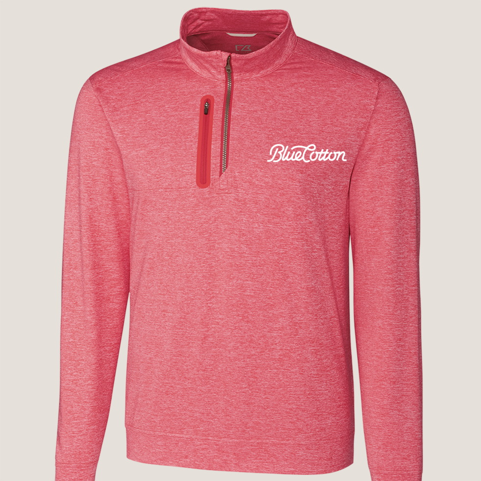 Image of MCK09404 Cutter & Buck Stealth Heathered Quarter Zip Mens Pullover