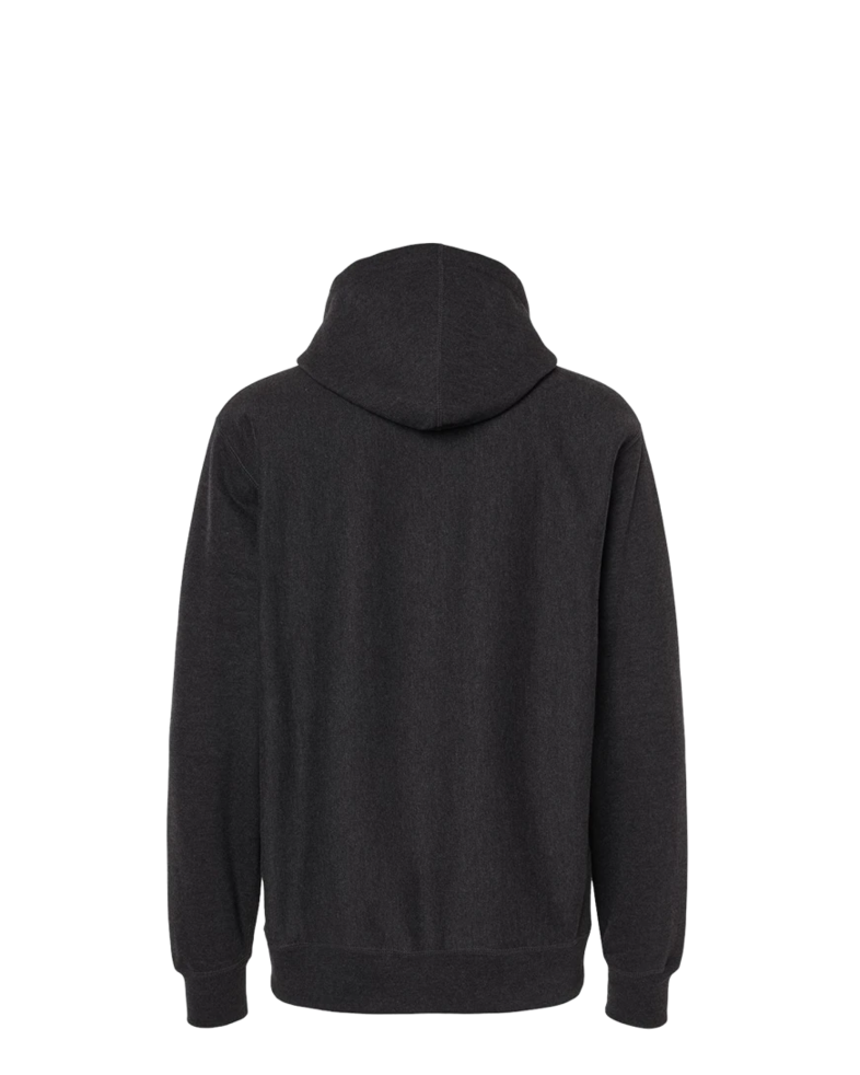 Image of a model wearing a IND5000P Independent Trading Co. Legend Premium Heavyweight Cross-Grain Hooded Sweatshirt